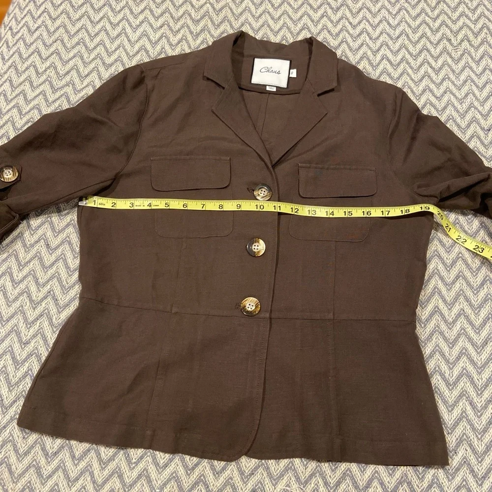 Chaus Dark Brown Utility Safari Jacket Women’s Size 8 Linen Blend - Picture 6 of 11